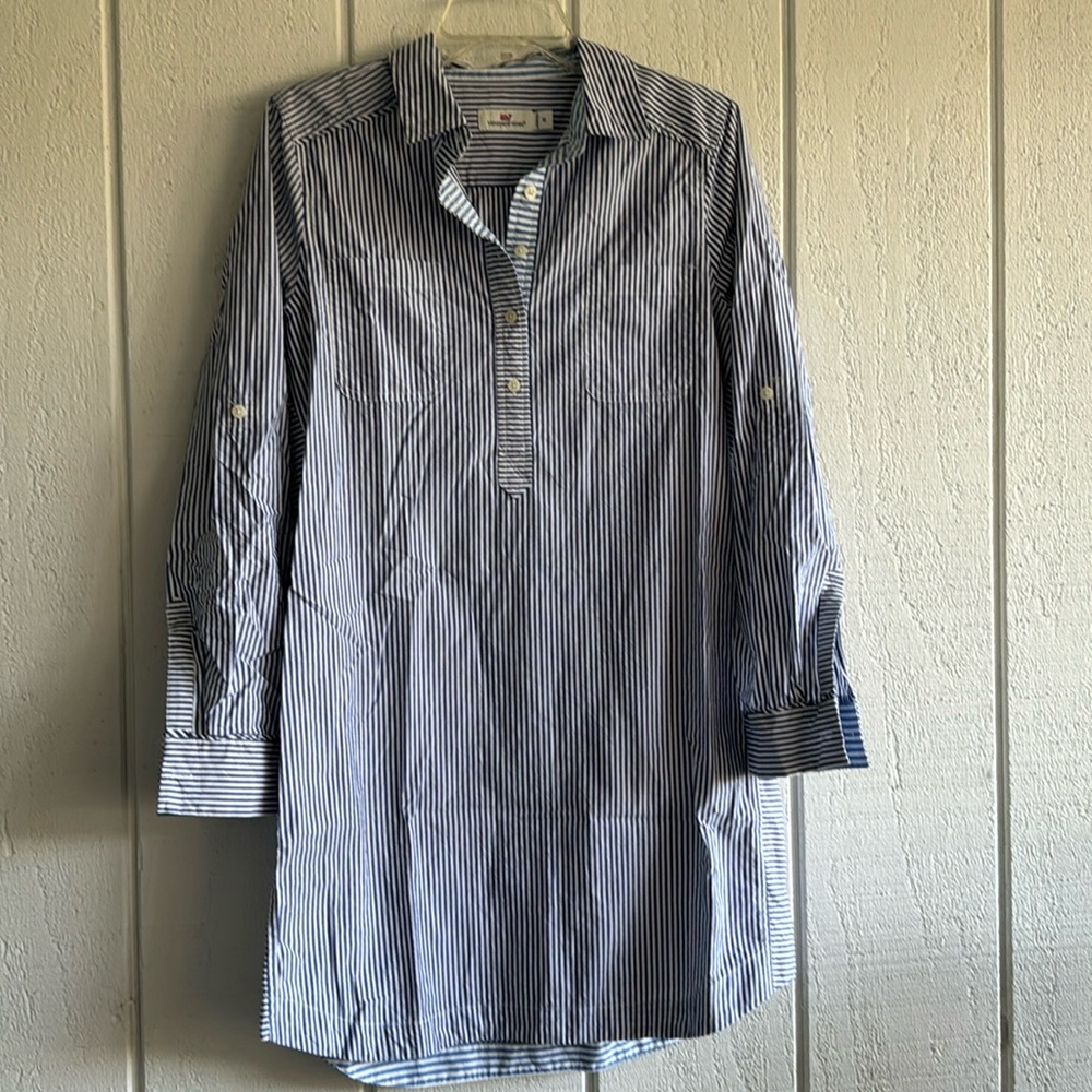 Vineyard Vines Harbor Cover Up Navy Blue Stripe 10